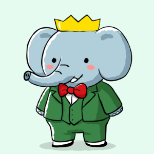 Dessin cartoon de Babar, le roi des éléphants