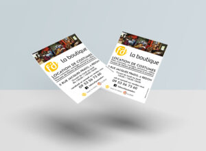 Flyer pour La Boutique, boutique de costumes
